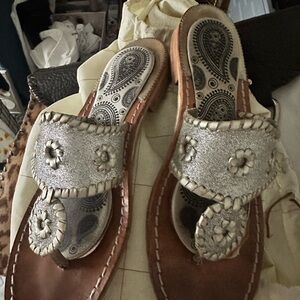 Jack Rogers Silver Embellished Sandals